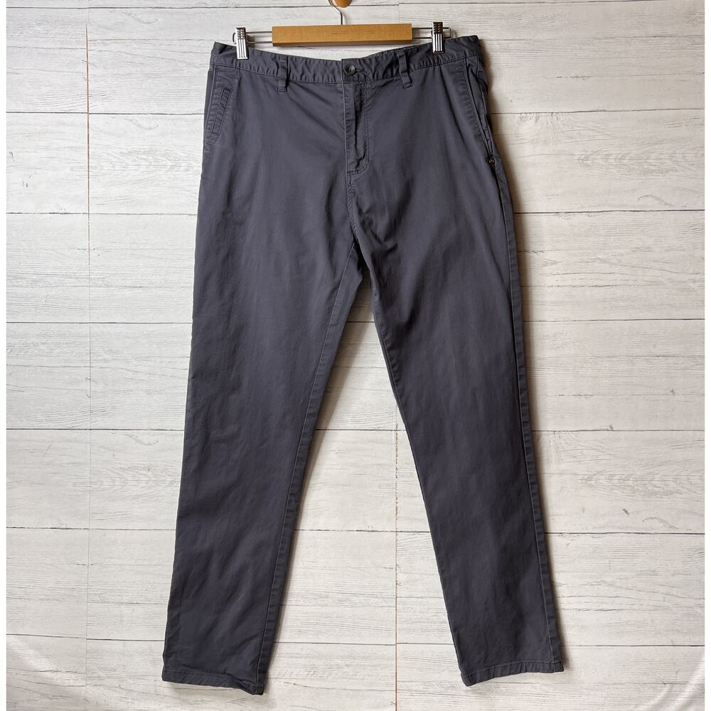 Vuori Pants Mens Size 36 Gray Collins Chino Cotton Blend Smoke Beryl Comfort